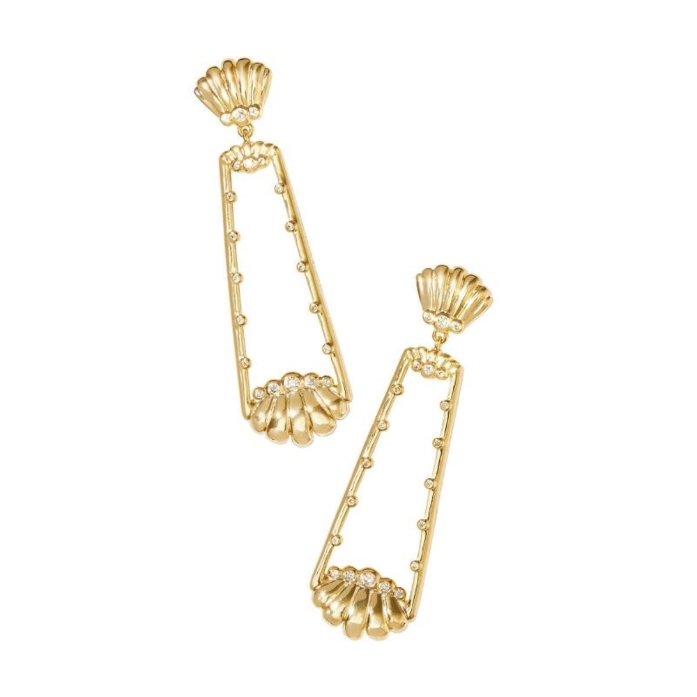 ⚜️Kendra Scott Gold Isla Seashell Statement Earrings! NWOT!